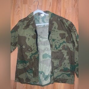 Camouflage Military-Style Jacket in Green and Brown